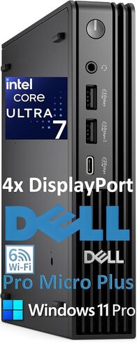 Dell Pro Micro Plus mini desktop, Intel Core Ultra 7 255H, 32GB DDR5 RAM, 1TB PCIe SSD, Wi-Fi 6, Bluetooth, Windows 11 Pro in Kuwait