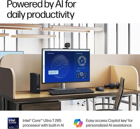 Dell Pro Micro Plus mini desktop, Intel Core Ultra 7 255H, 32GB DDR5 RAM, 1TB PCIe SSD, Wi-Fi 6, Bluetooth, Windows 11 Pro in Kuwait