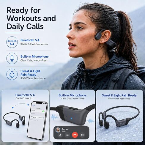 Open Ear Bone Conduction Headphones for Running, 12H Playtime in Kuwait