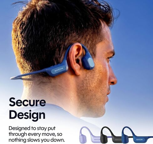 Raycon Bone Conduction Headphones - Bluetooth Open Ear Earbuds with 4 Built-in Microphones, 16H Battery, IP67 Water/Dust Resistant (Black) in Kuwait