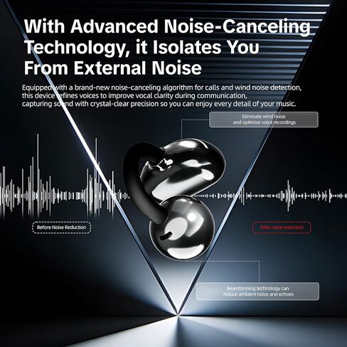 Wireless Open-Ear Clip-On Earbuds Bluetooth 6.0 AI Translation IP67 in Kuwait