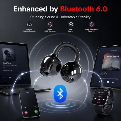 Wireless Open-Ear Clip-On Earbuds Bluetooth 6.0 AI Translation IP67 in Kuwait