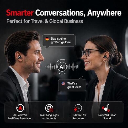 Wireless Open-Ear Clip-On Earbuds Bluetooth 6.0 AI Translation IP67 in Kuwait