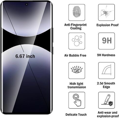 2+2 Pack 3D Screen Protector for Redmi Note 14 Pro 5G/4G/Poco X7 5G with Camera Lens Protector,HD Clear Scratch Resistant,Bubble-Free for Xiaomi Redmi Note 14 Pro Screen Protector in Kuwait