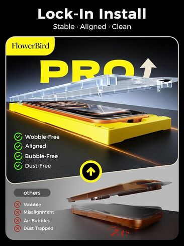 Carbon-Fiber Reinforced for iPhone 17 Pro Max Screen Protector 6.9 Inch, 13FT Drop-Tested 9H+ Tempered Glass with Integrated Shock-Absorbing Edge, Auto-Alignment Tray, HD Clear, Bubble-Free, 2 Pack in Kuwait