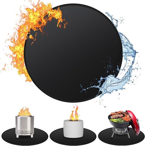 30'' Fire Pit Mat for Solo Stove Bonfire, Double-Sided Fireproof Under Grill Mat Deck Patio Protector Pad, Round BBQ Mat for Solo Stove Accessories, Easy to Clean, Reusable in Kuwait