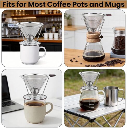 Reusable Stainless Steel Pour Over Coffee Dripper, Paperless V60 Filter in Kuwait