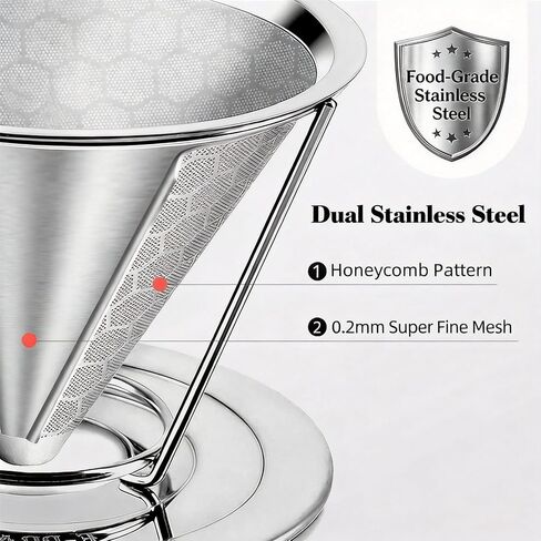 Reusable Stainless Steel Pour Over Coffee Dripper, Paperless V60 Filter in Kuwait