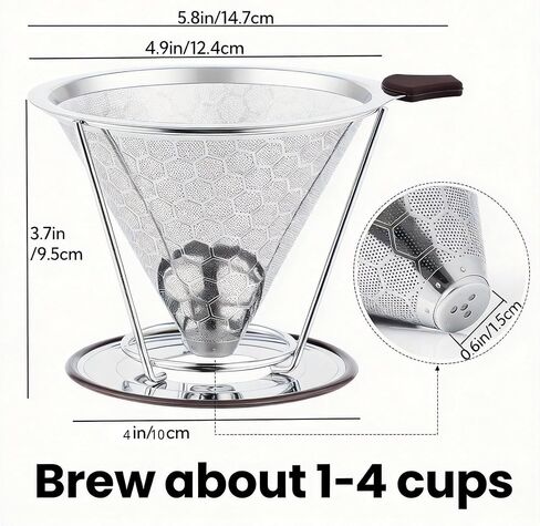 Reusable Stainless Steel Pour Over Coffee Dripper, Paperless V60 Filter in Kuwait