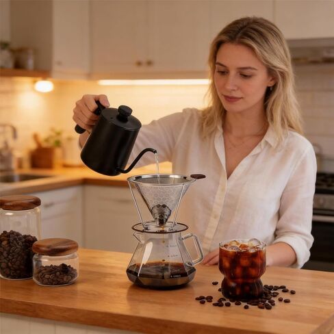 Reusable Stainless Steel Pour Over Coffee Dripper, Paperless V60 Filter in Kuwait