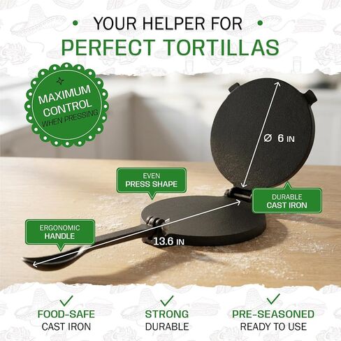 Tortillada - Tortilla Press incl. E-Book with 50 Recipes (6 Inch) in Kuwait