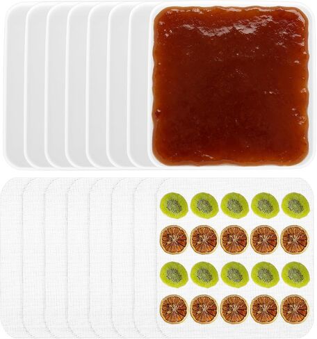 ASelected 16 PCS Mesh Silicone Dehydrator Sheets and Silicone Dehydrator Trays (11x11in), Reusable Non Stick Liquids, Herbs, Meat, Yogurt, Fruit Leather Trays for Dehydrator in Kuwait