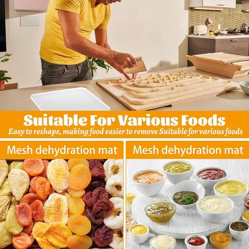 ASelected 16 PCS Mesh Silicone Dehydrator Sheets and Silicone Dehydrator Trays (11x11in), Reusable Non Stick Liquids, Herbs, Meat, Yogurt, Fruit Leather Trays for Dehydrator in Kuwait