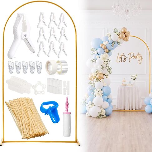 110 Pcs 6.6ft Gold Balloon Arch Stand Kit with 50 260 Balloon, Pump & Clips in Kuwait