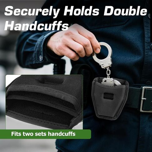 Double Handcuff Case, Open Top Handcuff Holder for Duty Belt, 1000D Nylon Quick Access Holster for Standard Chain Hinge Handcuffs in Kuwait