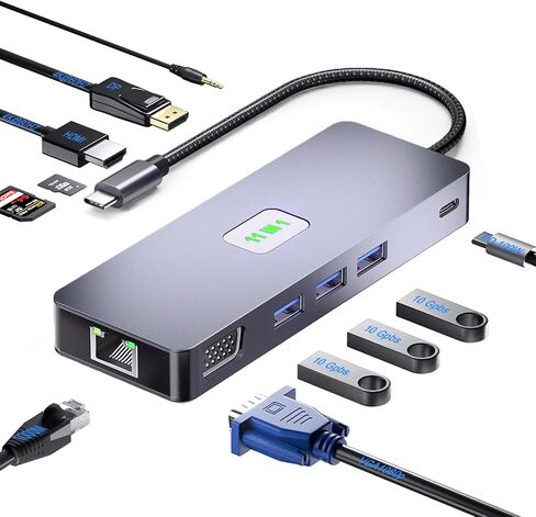 Laptop Docking Station Dual Monitor, 11-in-1 USB C Hub with 4K HDMI in Kuwait