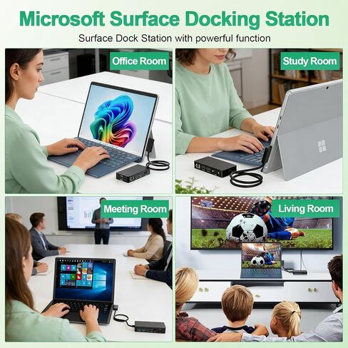Docking Station 12 in 1 Triple Displays for Surface Dock,4K Dual HDMI+VGA with Power Adapter for Surface Pro 12/11/10/9/8/X/7/6/5/4/3,Surface Laptop 7/6/5/4/3/2/1,Surface Book Go in Kuwait
