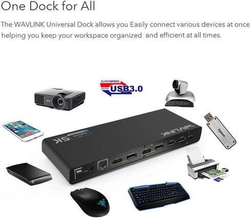 WAVLINK Laptop Docking Station Stand Dual Monitors 4K in Kuwait