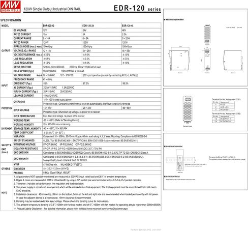 EDR-120-12 Industrial DIN Rail Power Supply 12V 10A High Efficiency for Industrial Automation UL/TUV Certified in Kuwait