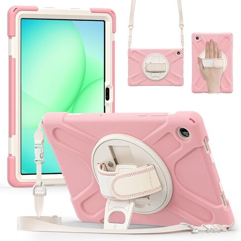 Cases for Samsung Galaxy Tab A11+ Plus/A9+ 11-Inch 2025/2023,Full-Body Drop Protection Case,Pen Holder, Rotate Stand, Loop Nylon Hand Strap for Tab A11+/A9 Plus Tablet,Black in Kuwait