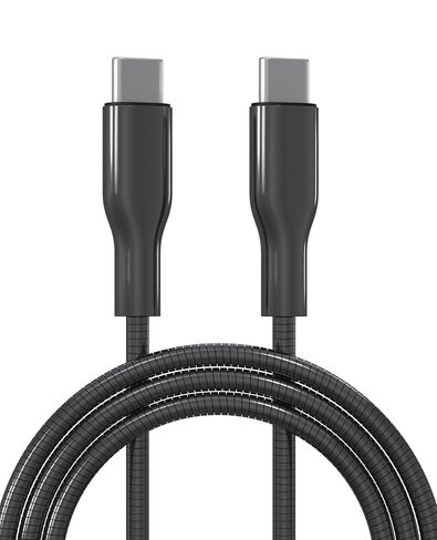 Metal Braided USB-C to USB-C Cord Chew Proof - 6.6ft 60W PD Fast Charging & Data Sync, Stainless Steel Indestructible Cat Dog Chew Proof Charger Cord for iPhone 16 15, Galaxy, Pixel, PS5 in Kuwait