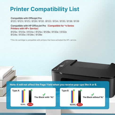 923 Ink Cartridges for HP Printers 8125e (4 Pack) Black Color 6C3Y6LN in Kuwait