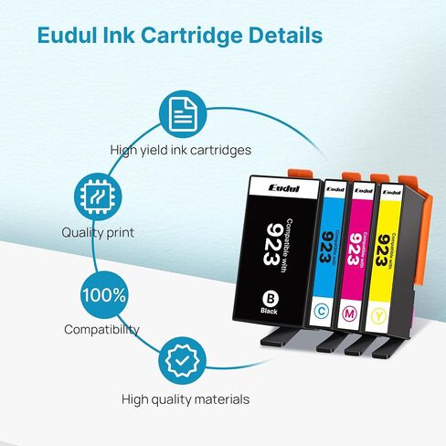 923 Ink Cartridges for HP Printers 8125e (4 Pack) Black Color 6C3Y6LN in Kuwait