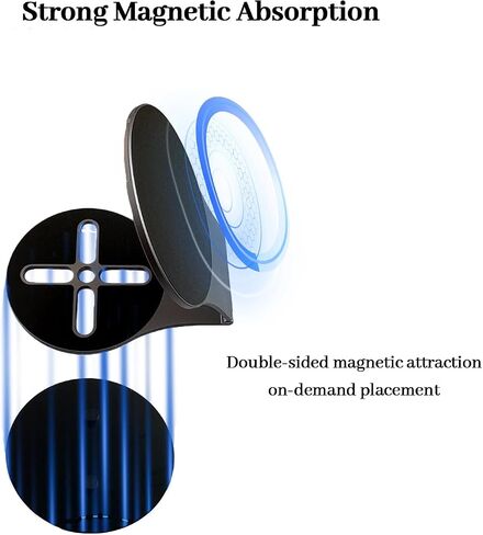 Universal Magnetic Phone Mount Holder for Computer Monitor Laptop Car Dashboard - Aluminum Foldable Adjustable Stand with Magsafe & 270° Rotation, Compatible with iPhone / Tesla Dual Screen Setup in Kuwait