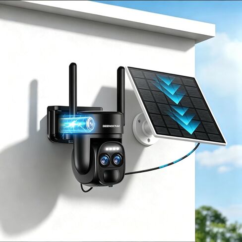 4k Dual Lens Solar Wireless Outdoor Camera, 360 ° PTZ Solar Security Camera in Kuwait
