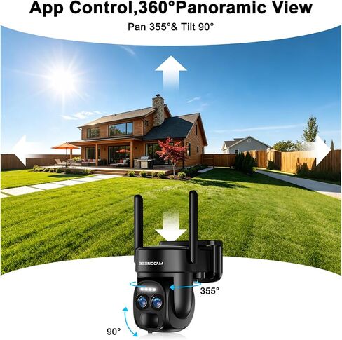4k Dual Lens Solar Wireless Outdoor Camera, 360 ° PTZ Solar Security Camera in Kuwait