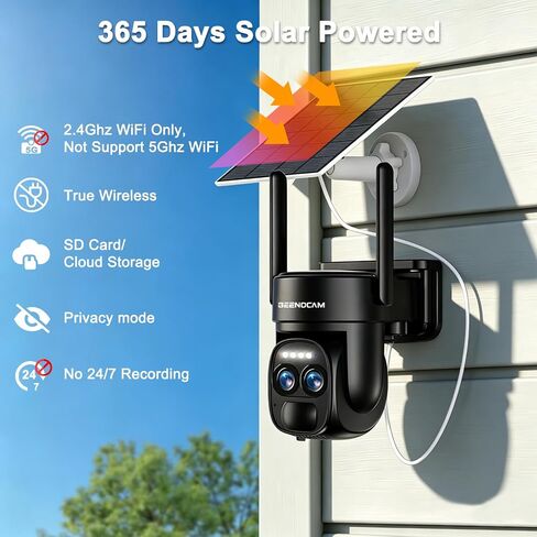 4k Dual Lens Solar Wireless Outdoor Camera, 360 ° PTZ Solar Security Camera in Kuwait