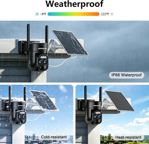 4k Dual Lens Solar Wireless Outdoor Camera, 360 ° PTZ Solar Security Camera in Kuwait