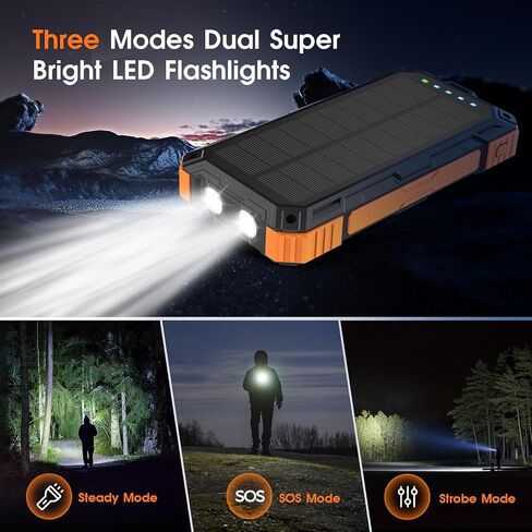 Solar Power Bank,49800mAh Wireless Portable Phone Charger with Built-in 4 Cables,22.5W Fast Charging External Battery Pack PD 3.0 USB-C In/Output for iPhone,iPad,Android,Perfect for Camping, Hiking in Kuwait