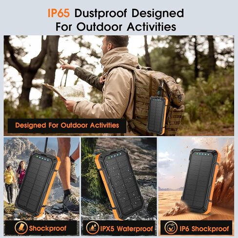 Solar Power Bank,49800mAh Wireless Portable Phone Charger with Built-in 4 Cables,22.5W Fast Charging External Battery Pack PD 3.0 USB-C In/Output for iPhone,iPad,Android,Perfect for Camping, Hiking in Kuwait