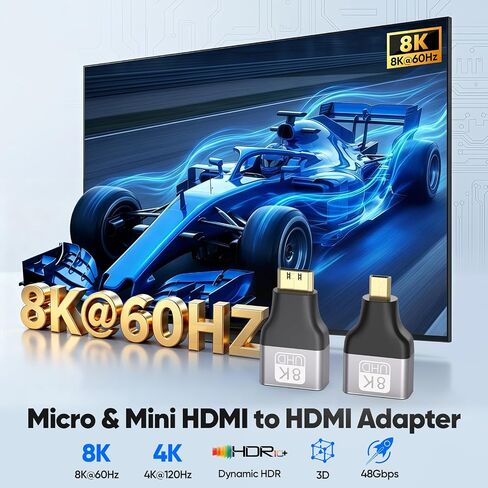 8K Mini HDMI to HDMI Adapter & Micro HDMI to HDMI Adapter (1Pair) in Kuwait