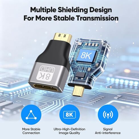 8K Mini HDMI to HDMI Adapter & Micro HDMI to HDMI Adapter (1Pair) in Kuwait