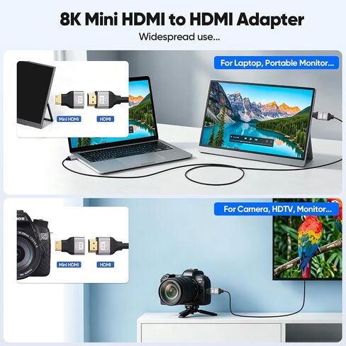8K Mini HDMI to HDMI Adapter & Micro HDMI to HDMI Adapter (1Pair) in Kuwait