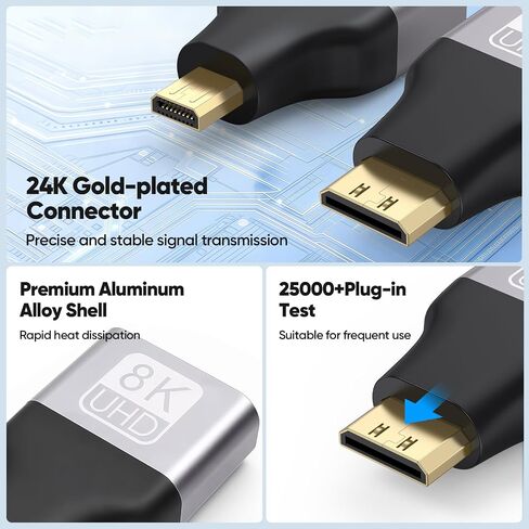 8K Mini HDMI to HDMI Adapter & Micro HDMI to HDMI Adapter (1Pair) in Kuwait