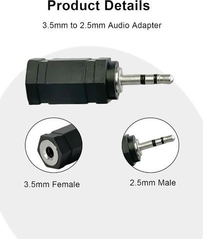 3.5mm Female Stereo to 2.5mm Male Stereo Adapter 2-Pack Black in Kuwait