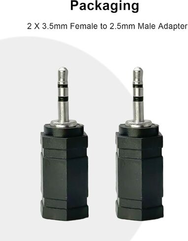 3.5mm Female Stereo to 2.5mm Male Stereo Adapter 2-Pack Black in Kuwait