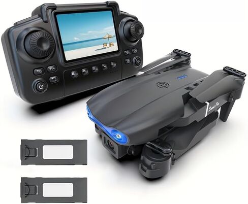 NEW Upgrade Edition Black E99D MAX Dual Camera Drone with 2 Batteries Screen Control Obstacle Avoidance Brushless Motor Foldable Arms Ideal for Night Flying Remote Control with Screen in Kuwait