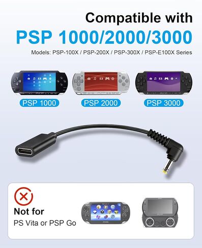 USB-C to PSP Charger Cable, 10cm Cord for PSP 3000 2000 1000 Accessories in Kuwait