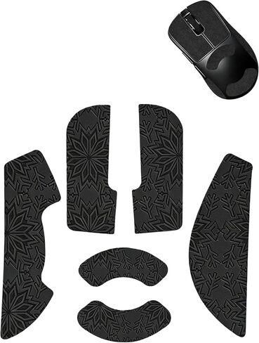 Anti-Slip Grip Tape for Pulsar Xlite Crazylight Mouse,Ultra-Thin Sweat-Absorbing Mouse Skin Sticker Set,Washable Reusable Non-Slip Grip for Esports Gaming Control,Black Snowflake Pattern in Kuwait