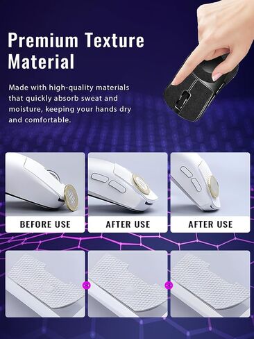 Anti-Slip Grip Tape for Pulsar Xlite Crazylight Mouse,Ultra-Thin Sweat-Absorbing Mouse Skin Sticker Set,Washable Reusable Non-Slip Grip for Esports Gaming Control,Black Snowflake Pattern in Kuwait