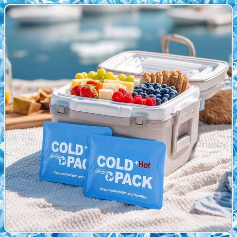 4 Pack Reusable Soft Ice Packs for Coolers Lunch Boxes Slim Ice Packs Bulk Flexible Gel Freezers for Cooler Bags Backpacks Cooling Beach Camping Office in Kuwait
