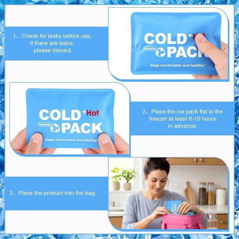 4 Pack Reusable Soft Ice Packs for Coolers Lunch Boxes Slim Ice Packs Bulk Flexible Gel Freezers for Cooler Bags Backpacks Cooling Beach Camping Office in Kuwait