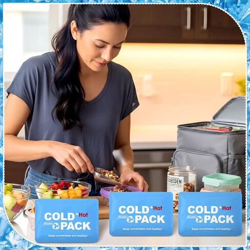 4 Pack Reusable Soft Ice Packs for Coolers Lunch Boxes Slim Ice Packs Bulk Flexible Gel Freezers for Cooler Bags Backpacks Cooling Beach Camping Office in Kuwait