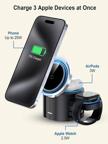 25W Magnetic Wireless Charging Station, MagSafe Charger for Apple Device in Kuwait
