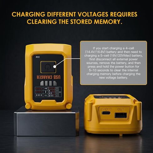 Choerinton Battery Charger Compatible with Dewalt 20V MAX Battery, 100W Fast Charging Battery Adapter Converter with USB Charger Type-C Port forElectronic Device, Work RV Camping Travel (Tool Only) in Kuwait