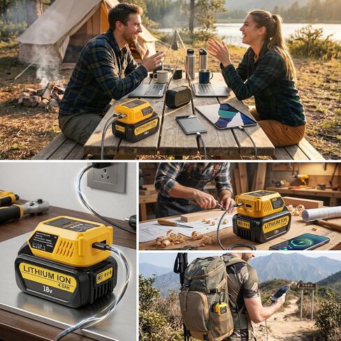 Choerinton Battery Charger Compatible with Dewalt 20V MAX Battery, 100W Fast Charging Battery Adapter Converter with USB Charger Type-C Port forElectronic Device, Work RV Camping Travel (Tool Only) in Kuwait